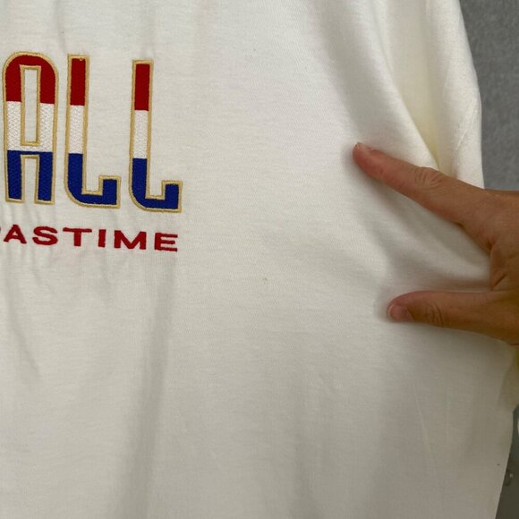 Nu Sport Mens VTG Baseball T Shirt Size XL White Embroidered Pastime Deadstock - Picture 6 of 16